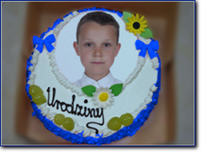 TF 005 Tort z foto nadrukiem okrągły niebieski mały